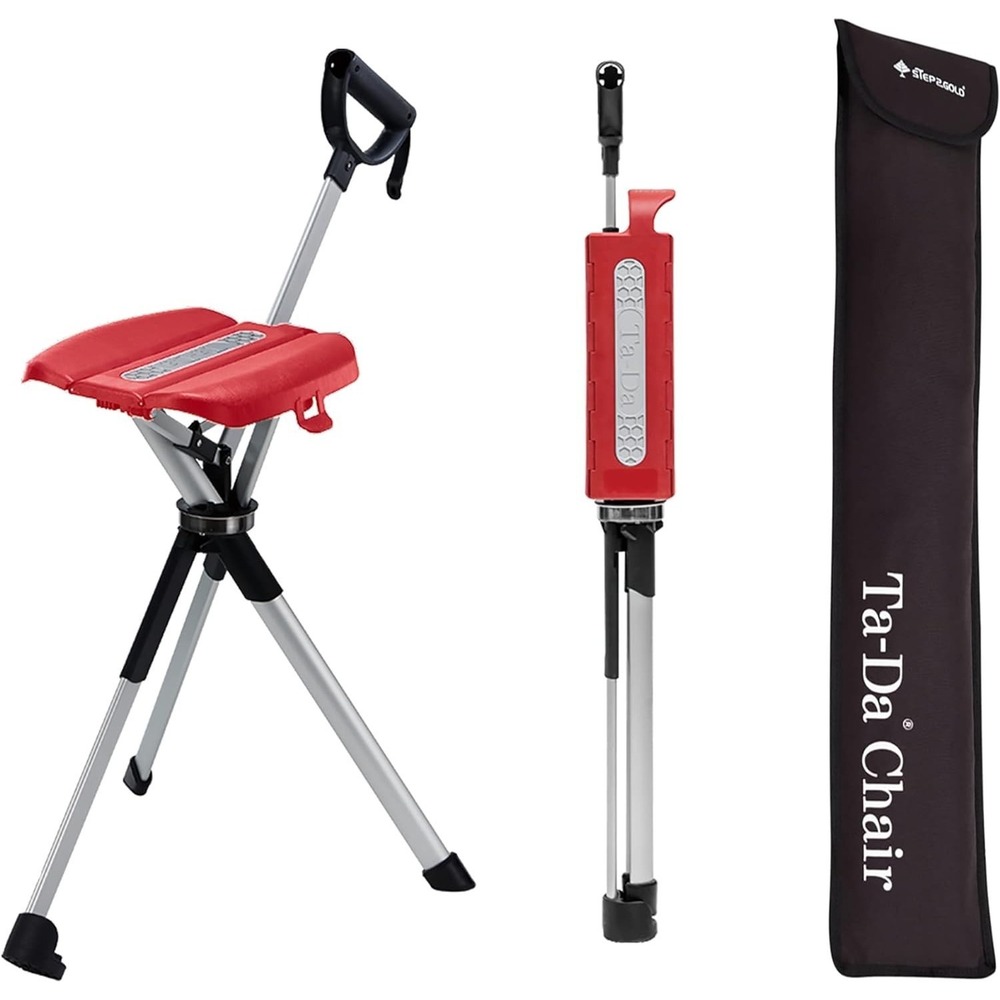 STEP2GOLD Ta-Da Chair 2 Walking Stick Cane w/ Foldable Seat Portable Hiking